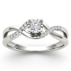 White Gold 1/20ct TDW Diamond Criss-Cross Engagement Ring - Handcrafted By Name My Rings™