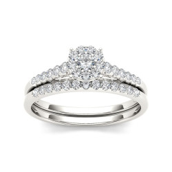White Gold 1/2ct TDW Diamond Bridal Ring Set - Handcrafted By Name My Rings™