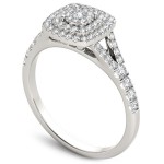 White Gold 1/2ct TDW Diamond Cushion Shape Double Halo Engagement Ring - Handcrafted By Name My Rings™