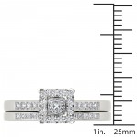 White Gold 1/2ct TDW Diamond Halo Engagement Ring Set with One Band - Handcrafted By Name My Rings™
