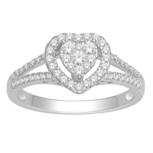 White Gold 1/2ct TDW Diamond Heart Ring - Handcrafted By Name My Rings™