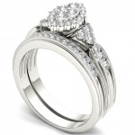 White Gold 1/2ct TDW Diamond Marquise-framed Halo Engagement Ring Set - Handcrafted By Name My Rings™