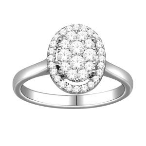 White Gold 1/2ct TDW Diamond Oval Cluster Engagement Ring - Handcrafted By Name My Rings™
