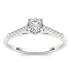White Gold 1/2ct TDW Diamond Solitaire Engagement Ring - Handcrafted By Name My Rings™