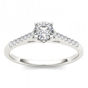 White Gold 1/2ct TDW Diamond Solitaire Engagement Ring - Handcrafted By Name My Rings™