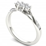 White Gold 1/2ct TDW Diamond Three-Stone Anniversary Ring - Handcrafted By Name My Rings™