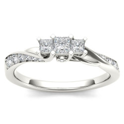 White Gold 1/2ct TDW Diamond Three-Stone Anniversary Ring - Handcrafted By Name My Rings™
