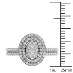 White Gold 1/2ct TDW Oval Shaped Cluster Halo Bridal Set - Handcrafted By Name My Rings™