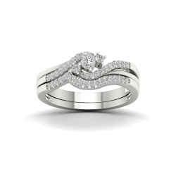 White Gold 1/3ct TDW Diamond Bypass Bridal Set - Handcrafted By Name My Rings™