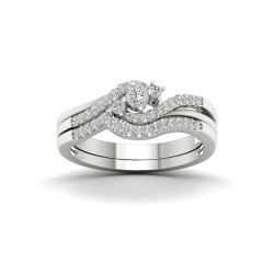 White Gold 1/3ct TDW Diamond Bypass Bridal Set - Handcrafted By Name My Rings™