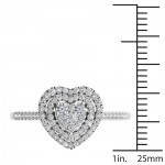 White Gold 1/3ct TDW Diamond Cluster Heart-Shaped Frame Engagement Ring - Handcrafted By Name My Rings™