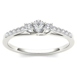White Gold 1/3ct TDW Diamond Three-Stone Anniversary Ring - Handcrafted By Name My Rings™