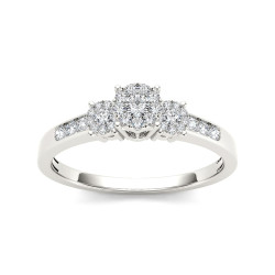 White Gold 1/3ct TDW Diamond Trilogy Imperial Engagement Ring - Handcrafted By Name My Rings™