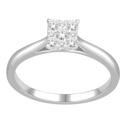 White Gold 1/4ct TDW Cluster Diamond Ring - Handcrafted By Name My Rings™