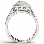 White Gold 1/4ct TDW Cluster Halo Bridal Set - Handcrafted By Name My Rings™