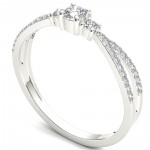 White Gold 1/4ct TDW Diamond Bypass Cluster Engagement Ring - Handcrafted By Name My Rings™