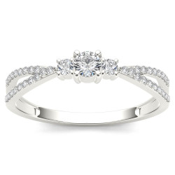 White Gold 1/4ct TDW Diamond Bypass Cluster Engagement Ring - Handcrafted By Name My Rings™
