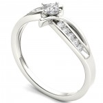 White Gold 1/4ct TDW Diamond Bypass Engagement Ring - Handcrafted By Name My Rings™