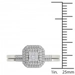 White Gold 1/4ct TDW Diamond Cluster Halo Bridal Set - Handcrafted By Name My Rings™