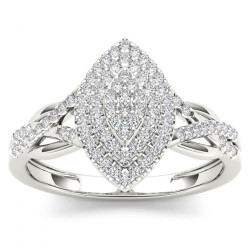 White Gold 1/4ct TDW Diamond Cluster Halo Engagement Ring - Handcrafted By Name My Rings™