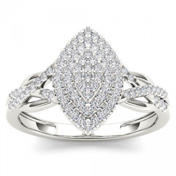 White Gold 1/4ct TDW Diamond Cluster Halo Engagement Ring - Handcrafted By Name My Rings™