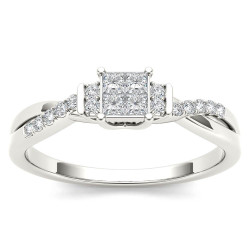 White Gold 1/4ct TDW Diamond Three-Stone look Engagement Ring - Handcrafted By Name My Rings™