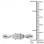 White Gold 1/4ct TDW Diamond Three-Stone look Engagement Ring - Handcrafted By Name My Rings™