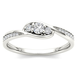 White Gold 1/5ct TDW Diamond Bypass Cluster Engagement Ring - Handcrafted By Name My Rings™
