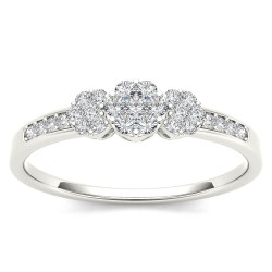 White Gold 1/5ct TDW Diamond Cluster Engagement Ring - Handcrafted By Name My Rings™