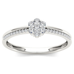 White Gold 1/5ct TDW Diamond Cluster Fashion Ring - Handcrafted By Name My Rings™