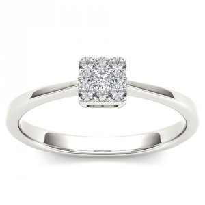 White Gold 1/6ct TDW Diamond Cluster Fashion Ring - Handcrafted By Name My Rings™