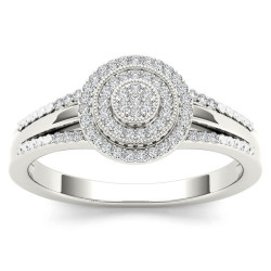 White Gold 1/6ct TDW Diamond Halo Engagement Ring - Handcrafted By Name My Rings™