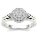White Gold 1/6ct TDW Diamond Halo Engagement Ring - Handcrafted By Name My Rings™