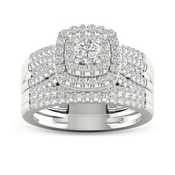 White Gold 1ct TDW Diamond Bridal Set Ring - Handcrafted By Name My Rings™