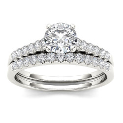 White Gold 1ct TDW Diamond Classic Engagement Ring Set - Handcrafted By Name My Rings™
