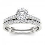 White Gold 1ct TDW Diamond Classic Engagement Ring Set - Handcrafted By Name My Rings™