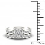 White Gold 1ct TDW Diamond Cluster Bridal Set - Handcrafted By Name My Rings™