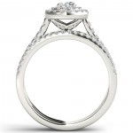 White Gold 1ct TDW Diamond Double Halo Bridal Set - Handcrafted By Name My Rings™