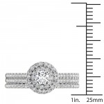 White Gold 1ct TDW Diamond Double Halo Bridal Set - Handcrafted By Name My Rings™