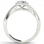 White Gold 2/5ct TDW Diamond Halo Split Shank Engagement Ring - Handcrafted By Name My Rings™