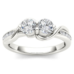 White Gold 3/4ct TDW Two-Stone Diamond Engagement Ring - Handcrafted By Name My Rings™