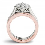 White and Rose Gold 1/2 ct TDW Diamond Halo Engagement Ring Set - Handcrafted By Name My Rings™