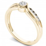 Gold 1/10ct TDW Diamond Bypass Cluster Engagement Ring - Handcrafted By Name My Rings™