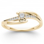 Gold 1/10ct TDW Diamond Classic Bypass Engagement Ring - Handcrafted By Name My Rings™