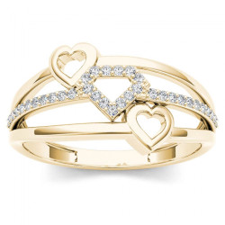 Gold 1/10ct TDW Split Shank Heart Fashion Ring - Handcrafted By Name My Rings™