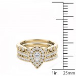 Gold 1/2 ct TDW Diamond Halo Engagement Ring Set - Handcrafted By Name My Rings™