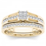 Gold 1/2ct TDW Diamond Classic Engagement Ring Set with One Band - Handcrafted By Name My Rings™
