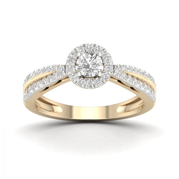 Gold 1/2ct TDW Diamond Cluster Ring - Handcrafted By Name My Rings™