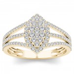Gold 1/2ct TDW Diamond Marquise-Framed Cluster Engagement Ring - Handcrafted By Name My Rings™