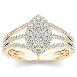 Gold 1/2ct TDW Diamond Marquise-Framed Cluster Engagement Ring - Handcrafted By Name My Rings™